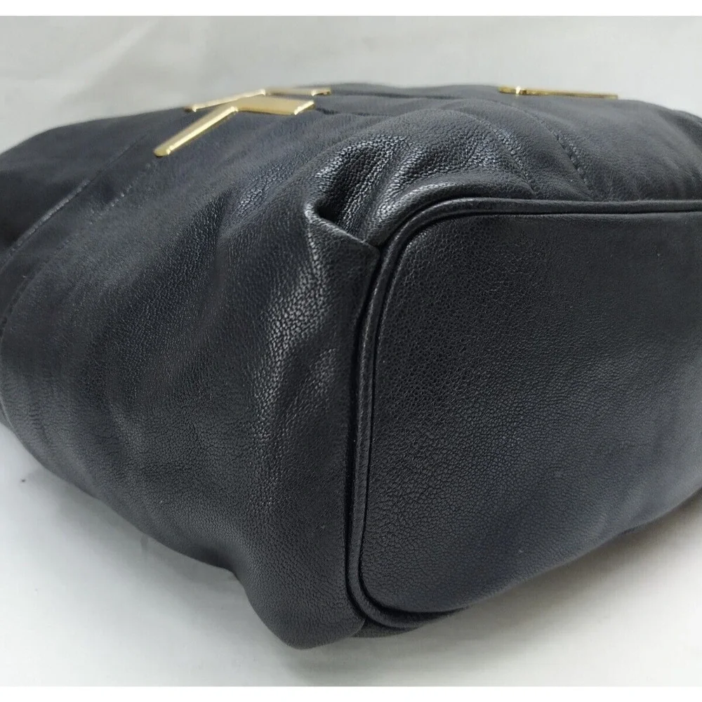 Michael Kors Black Leather Pockets Zipper Closure Hobo Shoulder Bag
